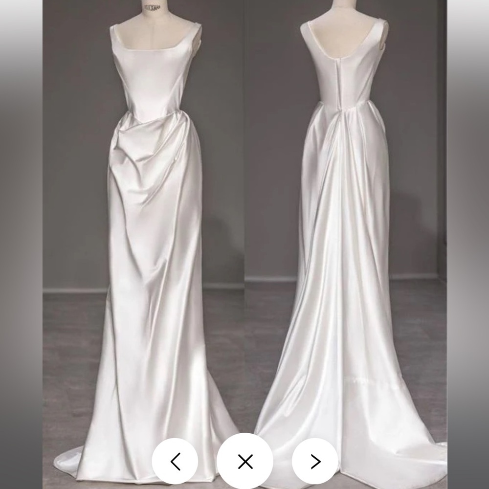 Elegant White Satin Evening Gown